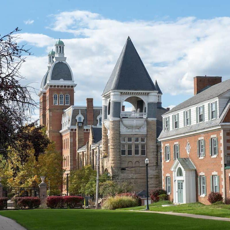 Skyline view of campus buildings